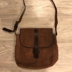 Eddie Bauer brown Leather Messenger Bag-never used